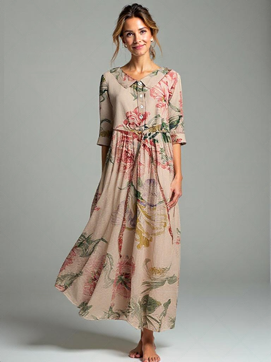 Kvinna Siden Spetsklänning Vintage