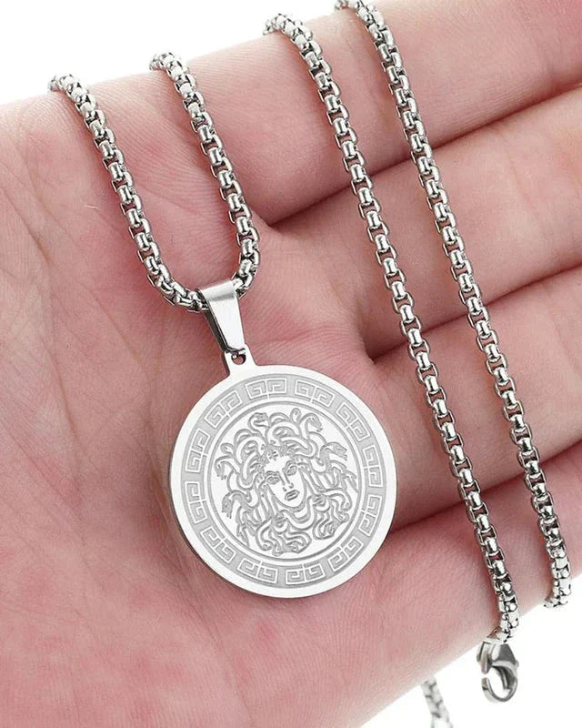 Medusa lång kedja (guld och silver)