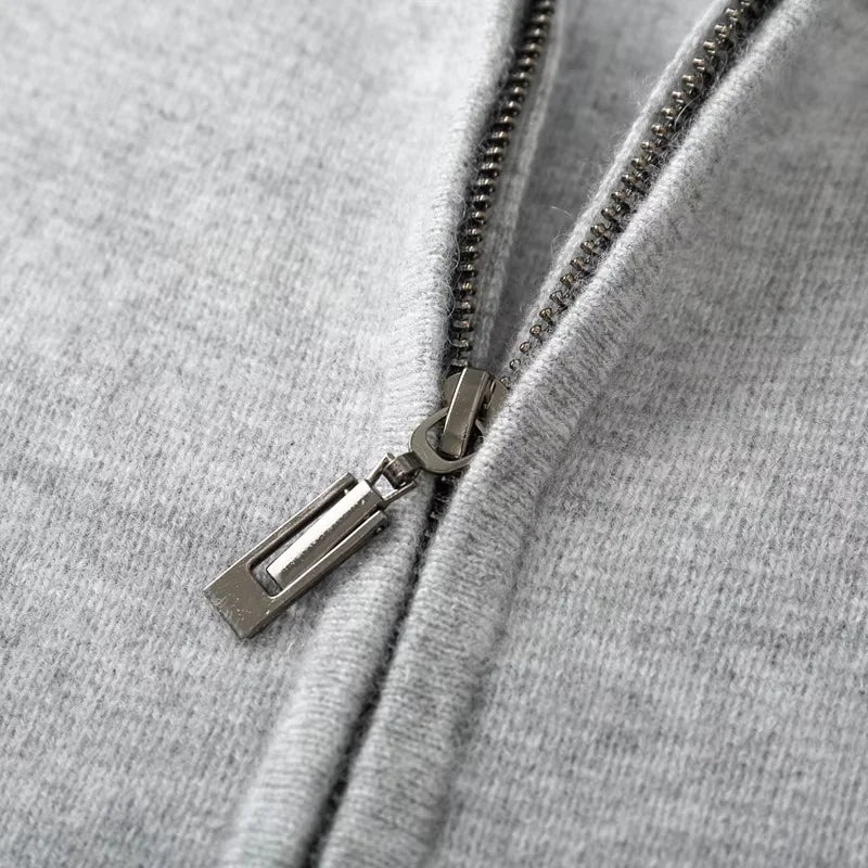 100% Merinoull Herr – Tjockstickat Träningsset med Huvtröja &amp; Dragkedja,