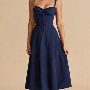 Dam Midiklänning med Korsett i Mjuk Tyg