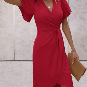 Dam Wrap Klänning Högkvalitativt Material V-ringning