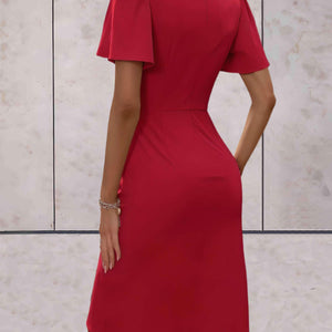 Dam Wrap Klänning Högkvalitativt Material V-ringning