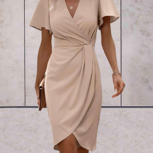 Dam Wrap Klänning Högkvalitativt Material V-ringning