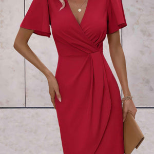 Dam Wrap Klänning Högkvalitativt Material V-ringning