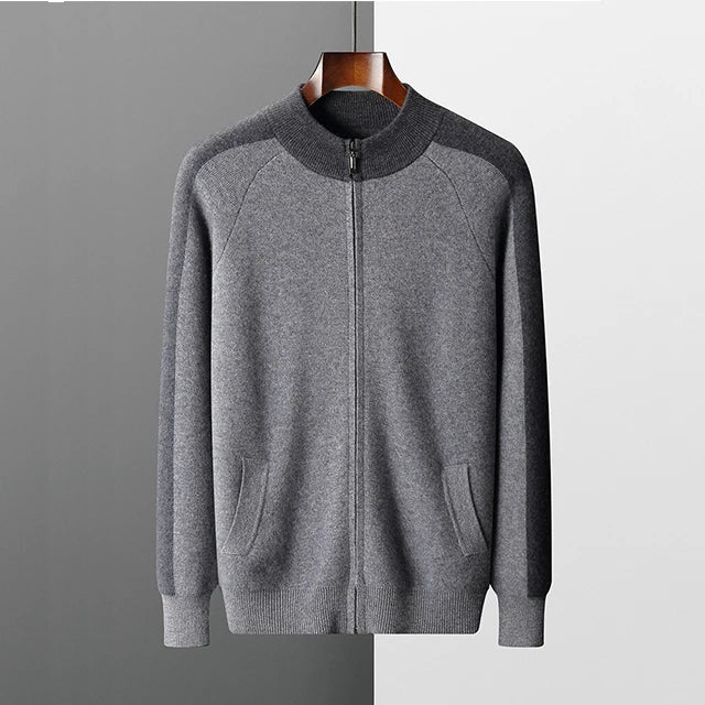 100 % Kashmir Zipper Cardigan för Herr – Varm Vintertröja