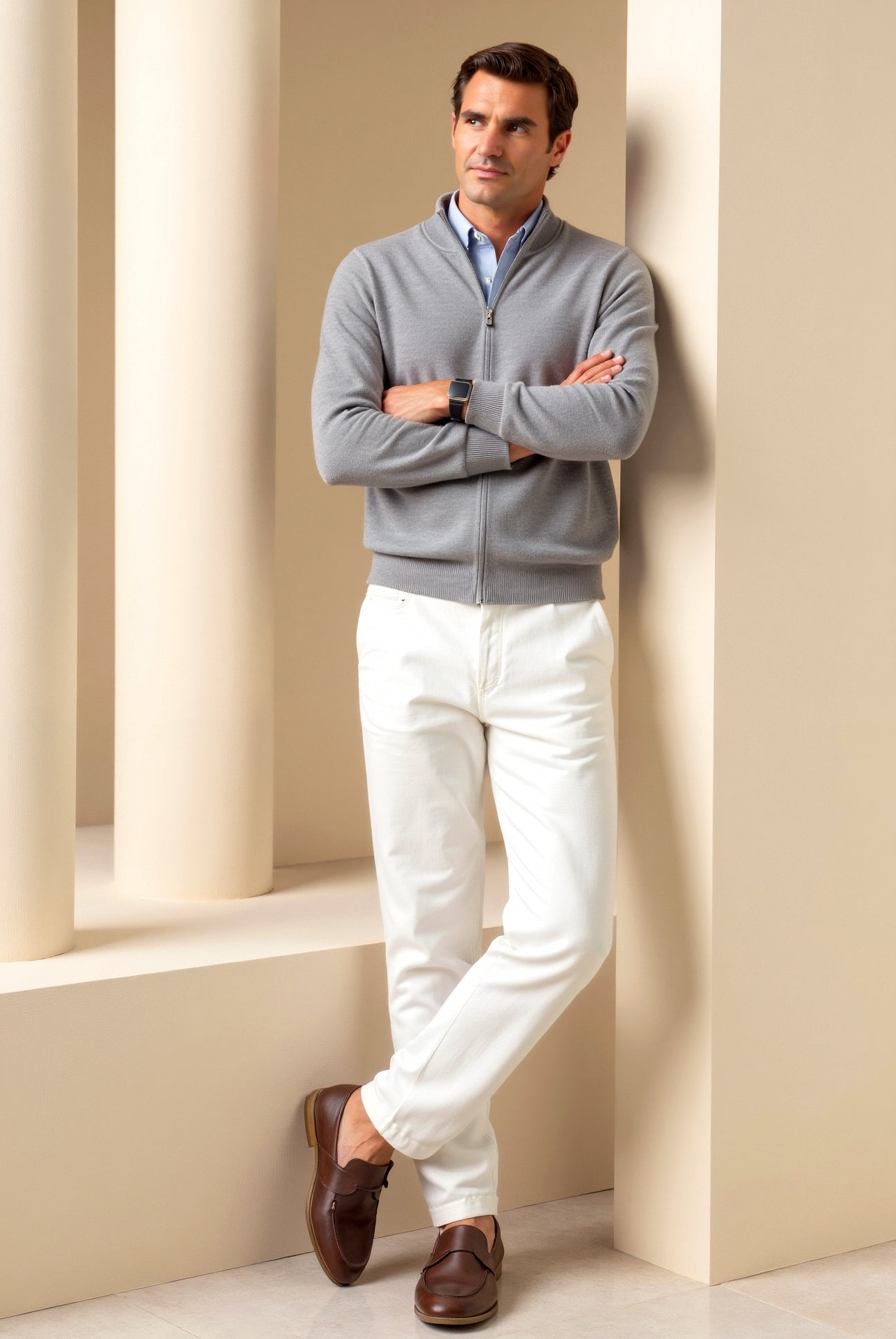 Herr Slim-fit Cardigan i Elegant Stil