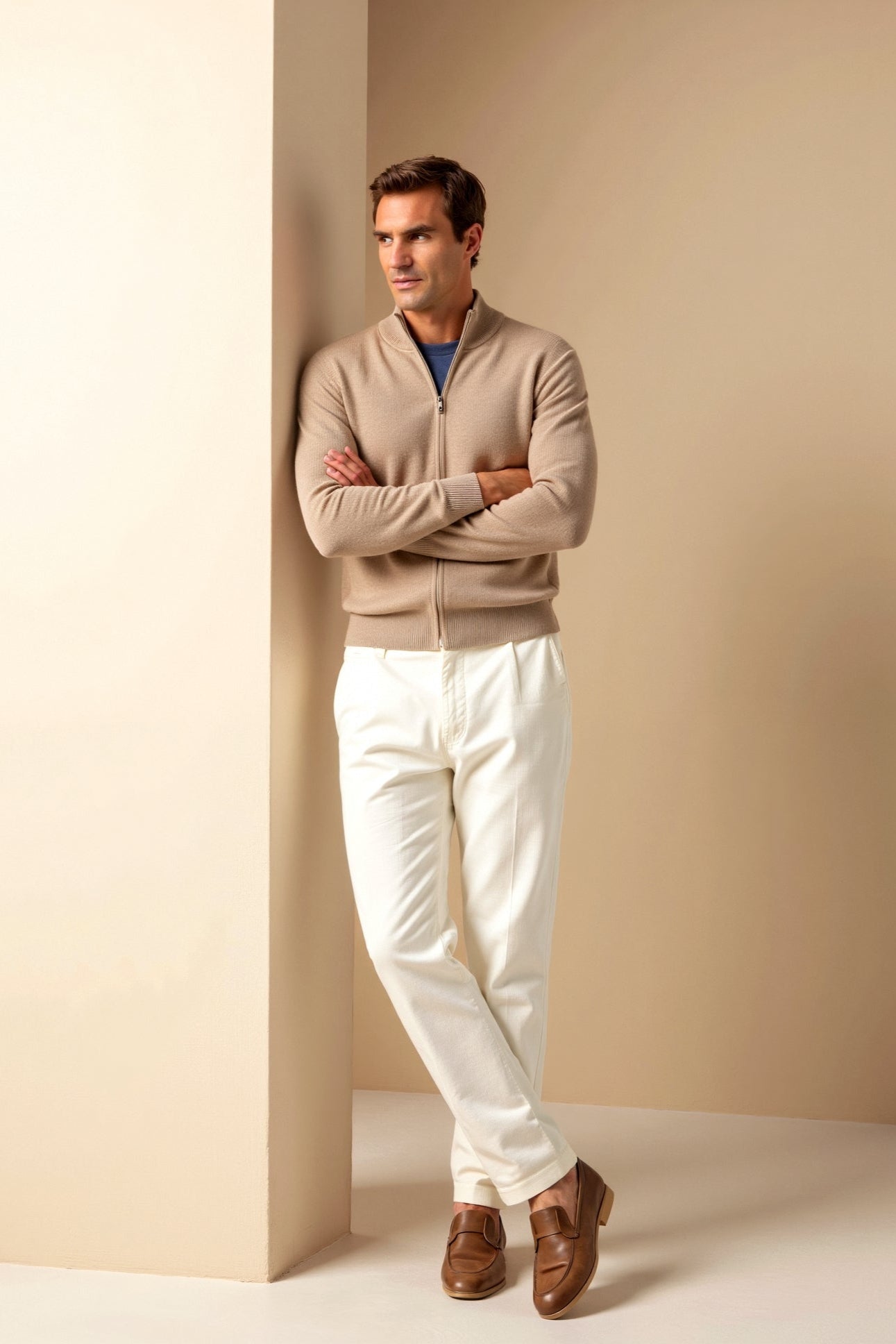Herr Slim-fit Cardigan i Elegant Stil