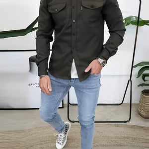 Herrskjorta Bomull Avslappnad Stil för Herrar