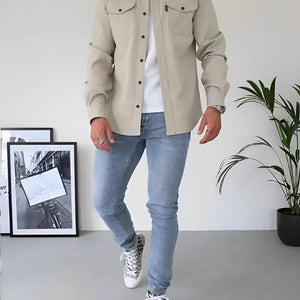 Herrskjorta Bomull Avslappnad Stil för Herrar