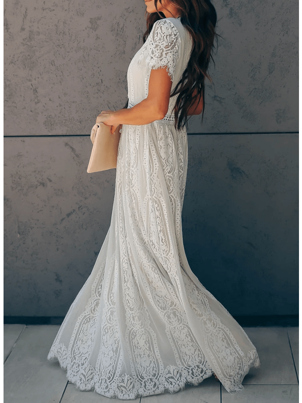 Kvinnors Bomullsklänning Kortärmad